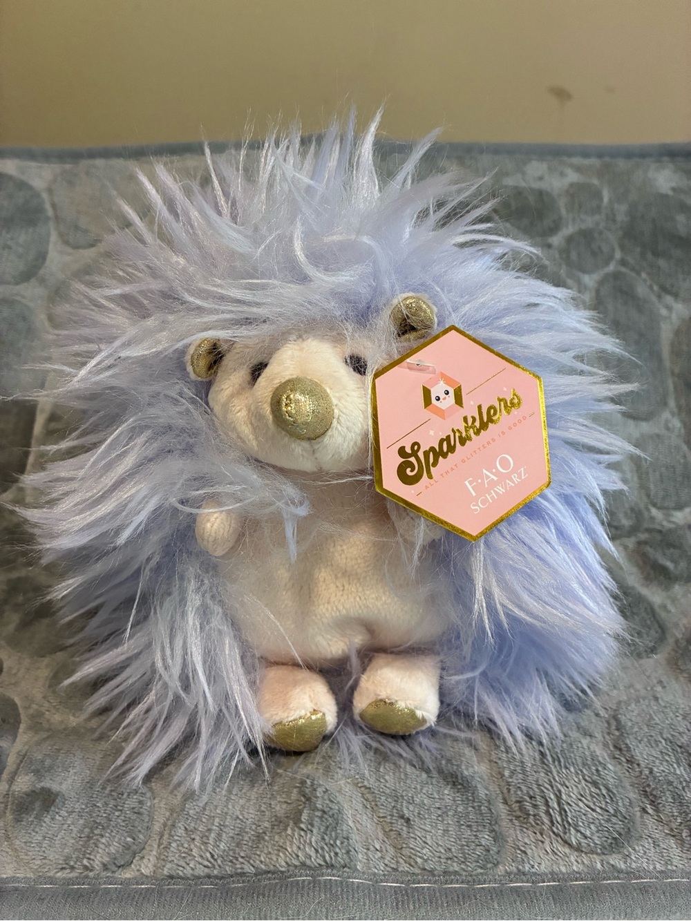 FAO Schwarz Sparklers Lavender Plush Hedgehog - Soft Fluffy Toy NWT